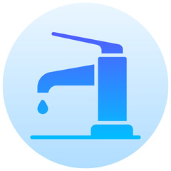 water tap round gradient vector icon