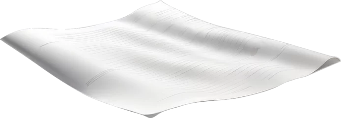 Fotobehang Blank white paper square flying in the wind, isolated on transparent PNG background © Danfuadhy