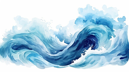 ocean water wave copy space for text. Isolated blue, teal, turquoise happy cartoon wave for pool party or ocean beach travel. Web banner, backdrop, background graphic