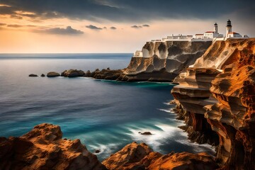 A peaceful moment at the Akrotiri Lighthouse, where the rugged cliffs meet the endless expanse of...