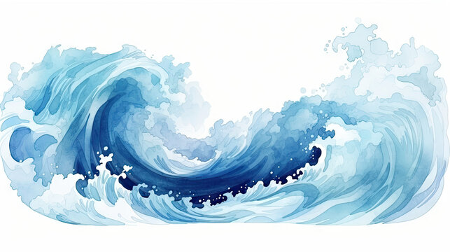 ocean water wave copy space for text. Isolated blue, teal, turquoise happy cartoon wave for pool party or ocean beach travel. Web banner, backdrop, background graphic