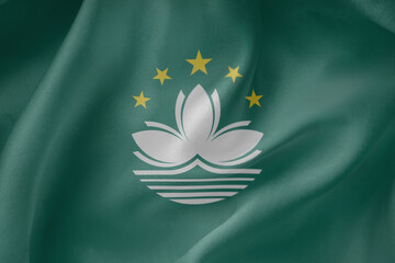 Macau  waving flag close up fabric texture background