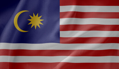 Malaysia waving flag close up fabric texture background