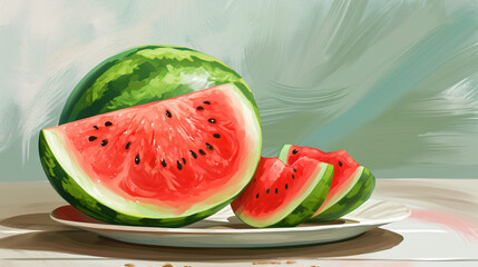 Realistic watermelon neutral color warm detailed coz
