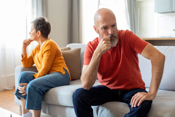 Senior spouses feeling offended and upset after an argument at home