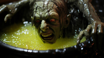Terrifying Goblin Slime Bucket Grotesque Goop - obrazy, fototapety, plakaty