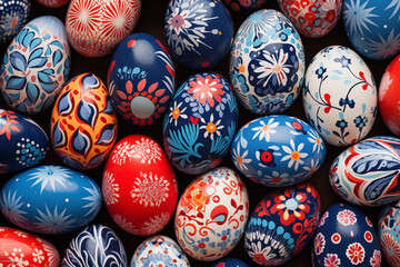 Fototapeta na wymiar closeup view of colorful easter eggs background