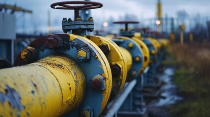 Russian Oil gas pipeline. Gas industry - obrazy, fototapety, plakaty