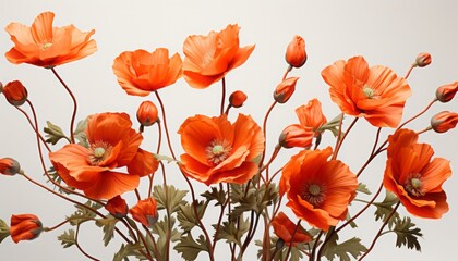 Obraz premium poppy flower , elevation side view ,