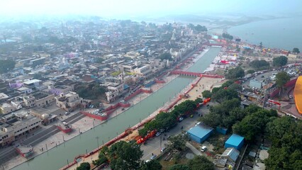 Ayodhya Drone view Shri Ram Mandir, Shri Hanuman Garhi Mandir, Lata Mangeshkar Chowk and Ram ki Paidi Ghats