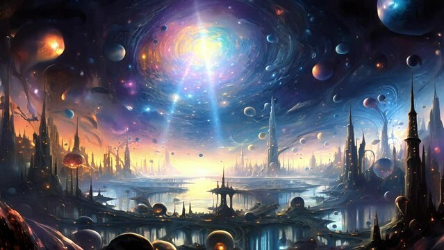 Behold a cosmic collision of celestial bodies as constellations morph into fantastical creatures, bringing the universe to life in a mesmerizing symphony of light.