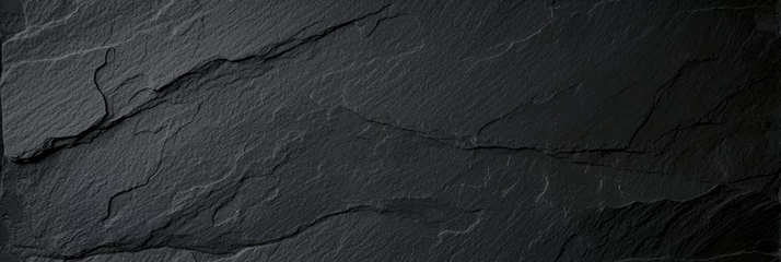 Foto op Plexiglas Dark grey black slate texture background. Black stone texture. Black granite slabs background   © Planetz