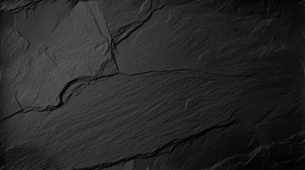 Foto op Aluminium Dark grey black slate texture background. Black stone texture. Black granite slabs background   © Planetz