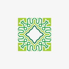 Ceramic tiles ornament green colour