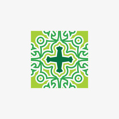 Ceramic tiles ornament green colour