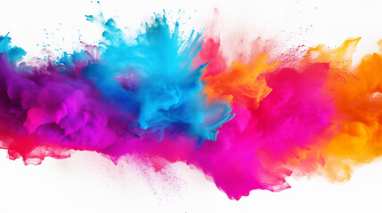 abstract colored powder explosion on a white background