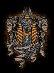 Vector Of Anubis And Mummy