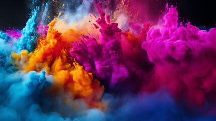 Obraz na płótnie Canvas colorful holi powder blowing up
