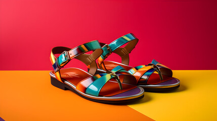 Sandals with colorful background