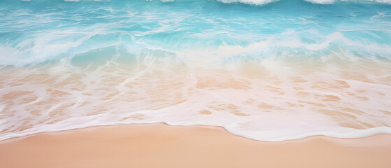 beautiful sandy beach and soft blue ocean wave_Generative AI