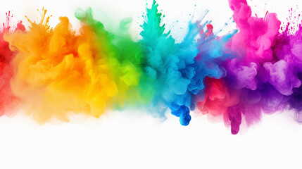 Obraz premium colorful rainbow holi paint color powder explosion isolated on white background