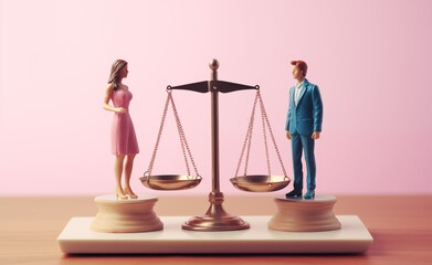 figures of a man and a woman on the scales for equality
