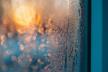 Sparkling clean window, fresh, transparent, detailed, morning light. 