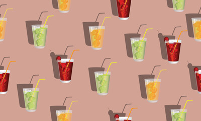 Seamless pattern with fresh drink color background.