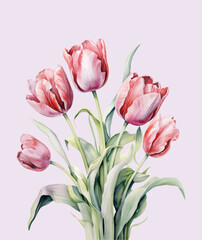 Women's Day. Greeting card with tulips. Vector illustration.