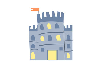 Hand drawn Castle tower icon in cartoon style. Vector illustration isolated. 