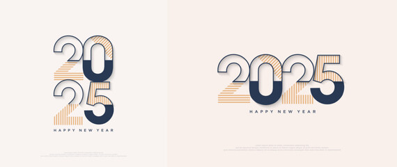 Colorful and unique design 2025 new year. Simple and clean vector design with premium colorful numbers designs.