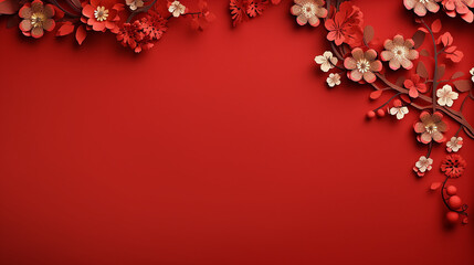 Obraz na płótnie Canvas Chinese new year decoration on red background