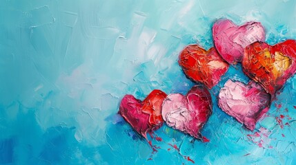 Colorful Abstract Heart Paintings on Canvas