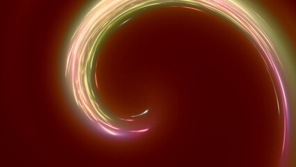 energievoll leuchtender Wirbel, Lichtschweif, Bewegung, Energie, Spirale, Sog, Lichtspiele, flüssig, farbenfroh, digital, Technologie, Wissenschaft, Hintergrund, goldgelb, orange