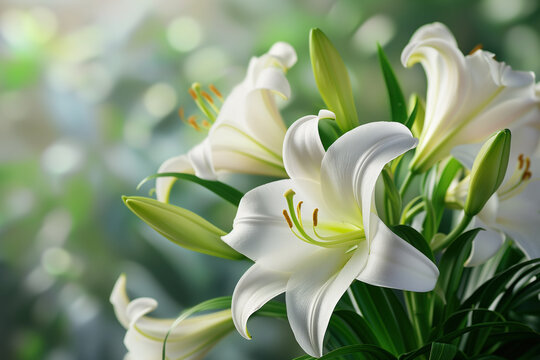 Easter lily with soft sunlight