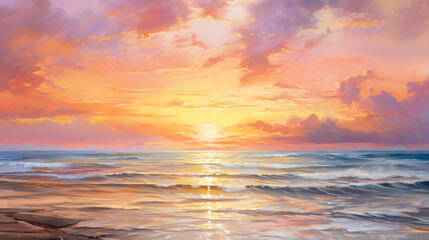 Fototapeta na wymiar Breathtaking moment of sunrise over tranquil seascape