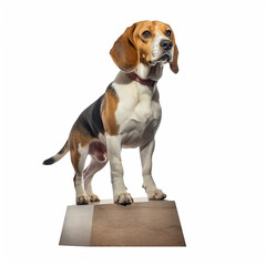"Adorable Vigilance - Realistic Full Body Beagle on White Background"

