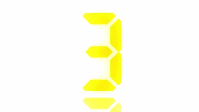 Digitaler Counter - 9 Sekunden Countdown, plakative gelb leuchtende 3D-Schrift, Zeit, Timer, Technologie, Z&auml;hlwerk, elektronisch, Anzeige, Fortschritt, Uhr, numerisch, LED, Rendering, 3D
