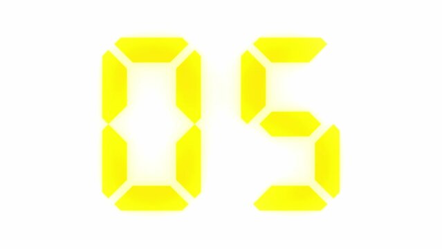 Digitaler Counter - 10 Sekunden Countdown, plakative gelb leuchtende 3D-Schrift, Zeit, Timer, Technologie, Z&auml;hlwerk, elektronisch, Anzeige, Fortschritt, Uhr, numerisch, LED, Rendering, 3D

