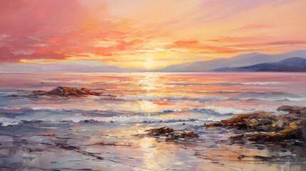 Fototapeta na wymiar Breathtaking moment of sunrise over tranquil seascape