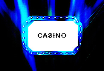 Casino frame label, falling ribbons winner