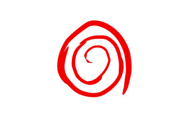 Irregular spiral illustration in red ink. suitable for symbol and logo themes