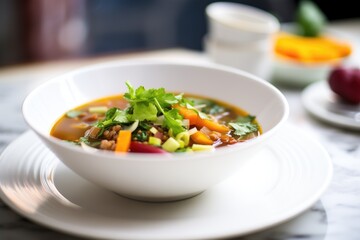 minestrone with kidney beans, close-up shot