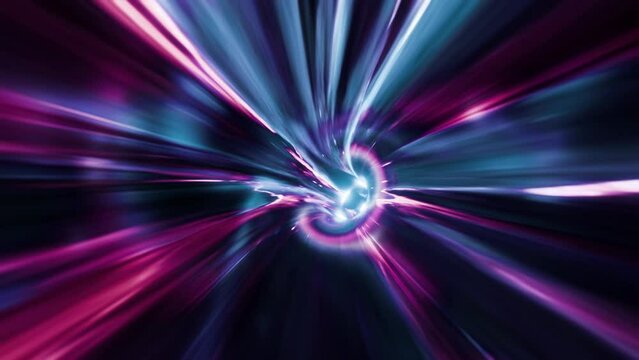 Wormhole travel, speed of light, abstract hyperspeed space tunnel animation, 4k seamless loop