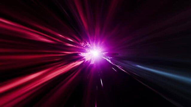 Space tunnel animation, warp travel, speed of light, wormhole with flashing lights, 4k seamless vj loop