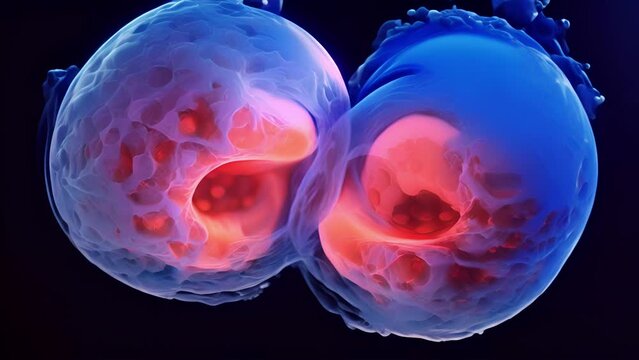 Upclose image highlighting the rapid changes of a fourcell human embryo as it begins to divide into multiple cells.