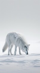 wolf walks through the snow