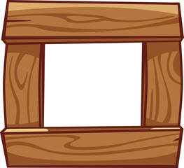 Wood frame in cartoon style vector illustration. Ui asset design, textured, detailed graphic object.
