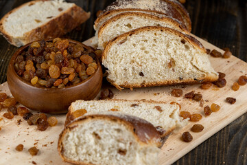 fresh and sweet wheat bun with raisins