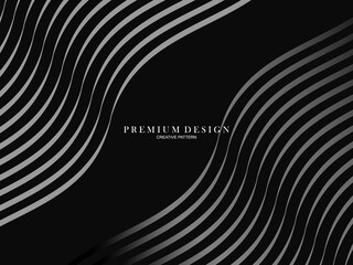 Abstract futuristic dark black background with waving design. Realistic 3d wallpaper with luxurious flowing lines. Elegant background for posters, websites, brochures, cards, banners, apps etc.